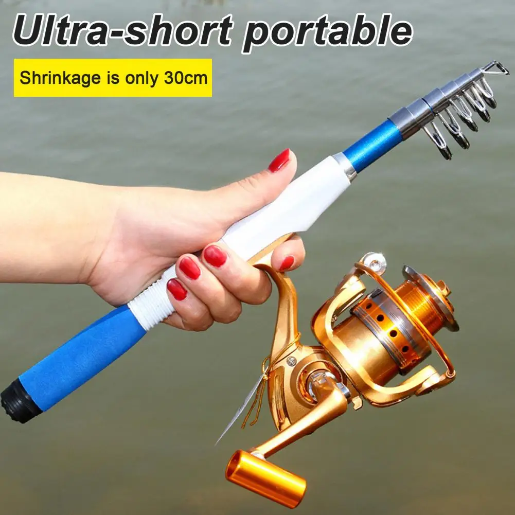 Secure Grip Fishing Rod Portable Telescopic Fishing Rod with Anti-slip Handle Ceramic Guide Ring Heavy Duty Mini for Accessories