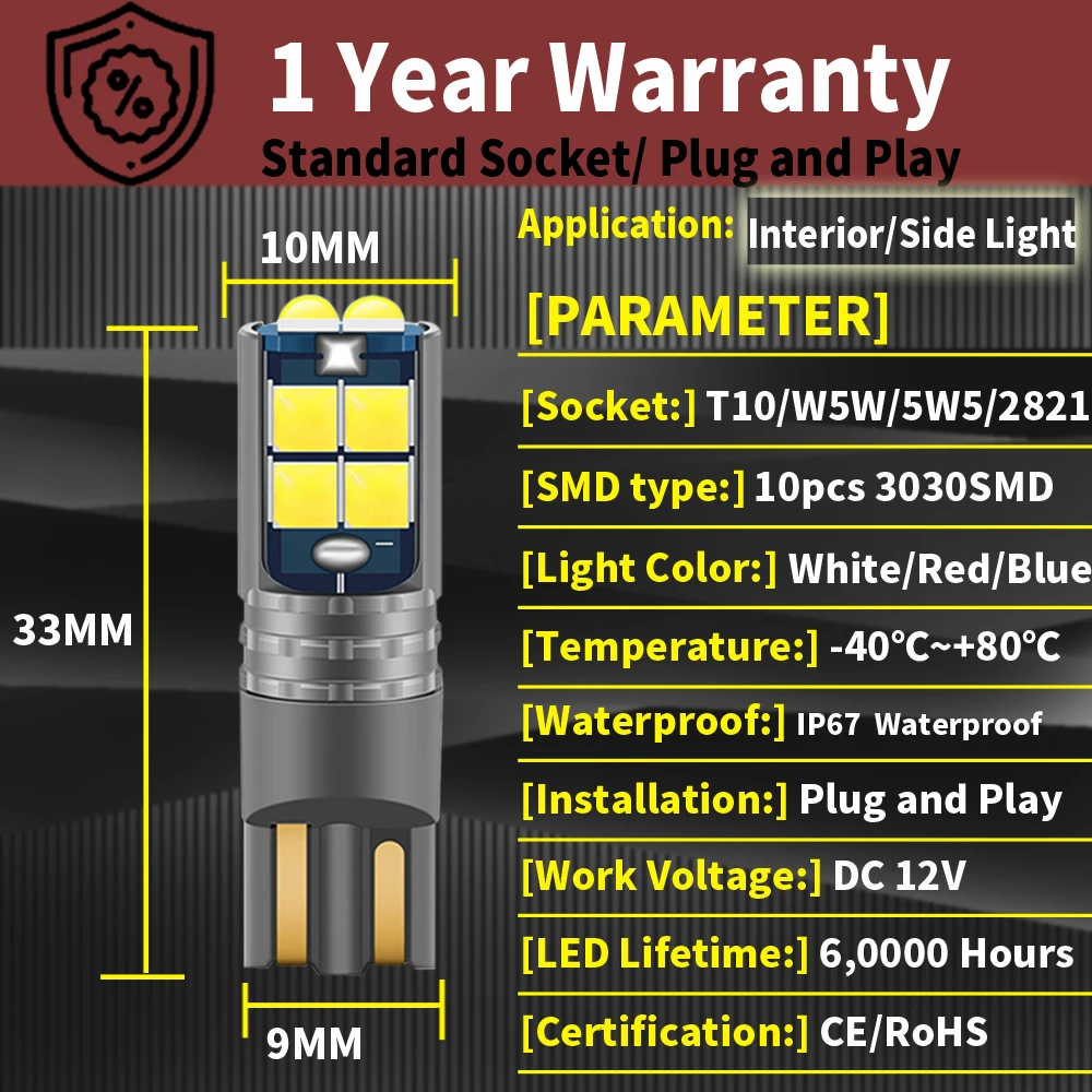 2pcs LED Clearance Light Parking Bulb Lamp W5W T10 194 5W5 Canbus For Citroen Berlingo C1 C2 C3 Picasso C5 C6 C8 C4 Aircross DS3