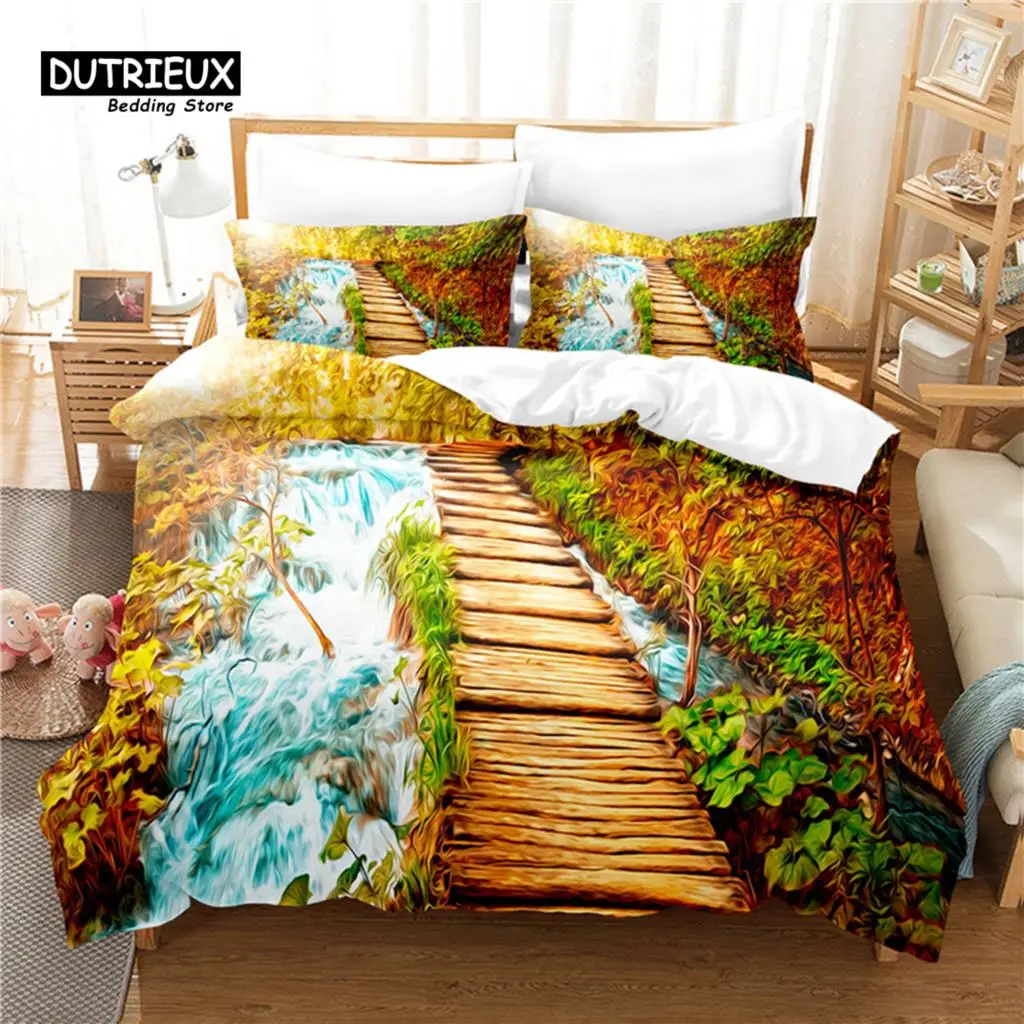 

Small Bridge Water Bedding Set, 3Pcs Duvet Cover Set, Soft Comfortable Breathable Duvet Cover, For Bedroom Guest Room Decor