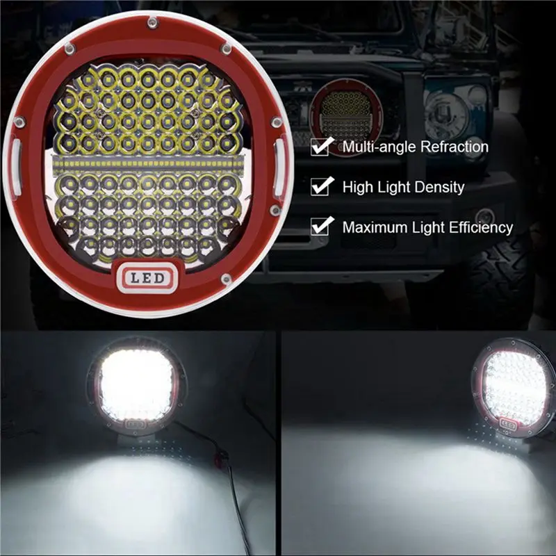 2Pcs 4X4 4WD Spot LED Roof Work Light For Ford Jeep Hummer Defender Volvo Lorry 7Inch IP68 Offroad SUV Pickup Truck Red-A08Q