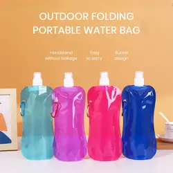 480ml składana butelka na wodę niezawierająca BPA etui na wodę wielokrotnego użytku piesze wycieczki Camping Travel składana torba na wodę butelka do picia