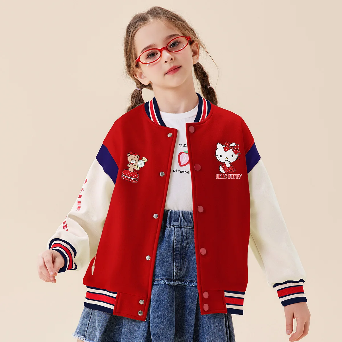 Cute Sanrio Hello Kitty Kids Jacket Kuromi Overcoat Woman Jacket Spring Autumn Kids Loose Sports Baseball Uniform Clothes Gift