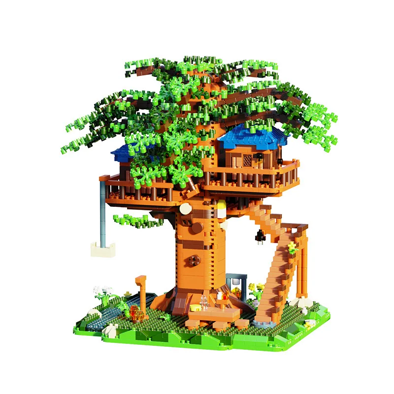 Creative Outdoor Micro Diamond Block Jungle Tree House Building Brick Treehouse Streetscape Construction Toys Nanobrick For Gift