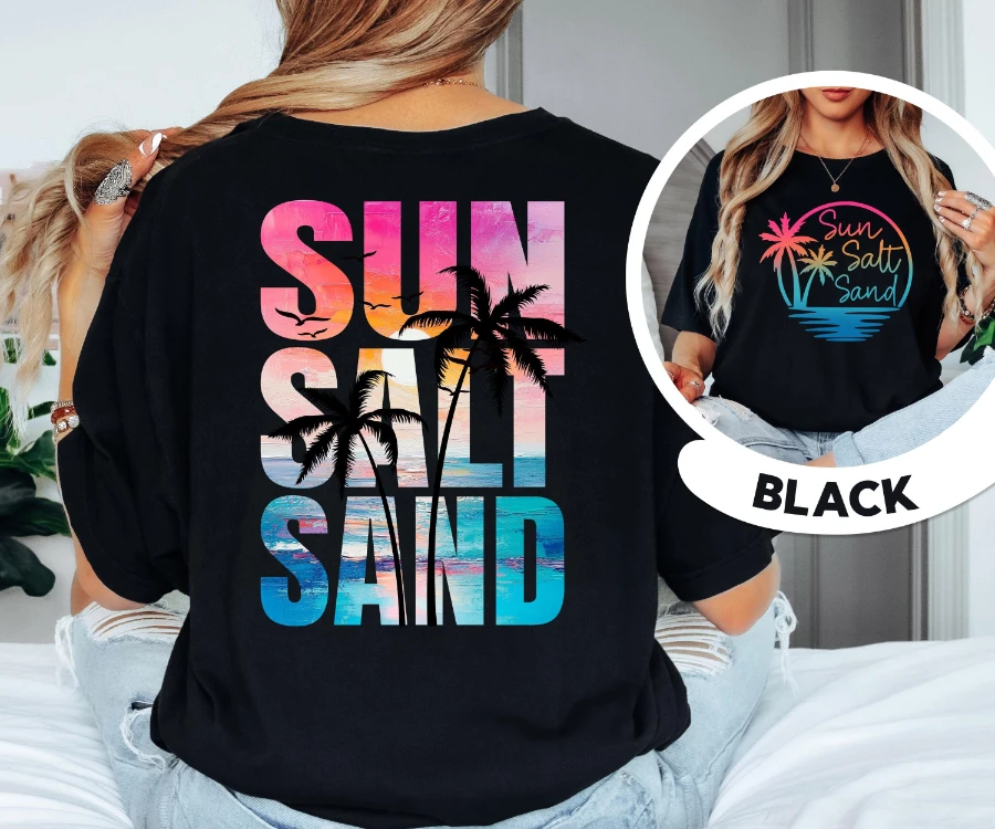 Sun Sand Salt Beach T-Shirt, Summer Shirt, Trendy Beach Tee for Women, Summer Vacation Shirts,Womens Beach Shirt,Summer Tee