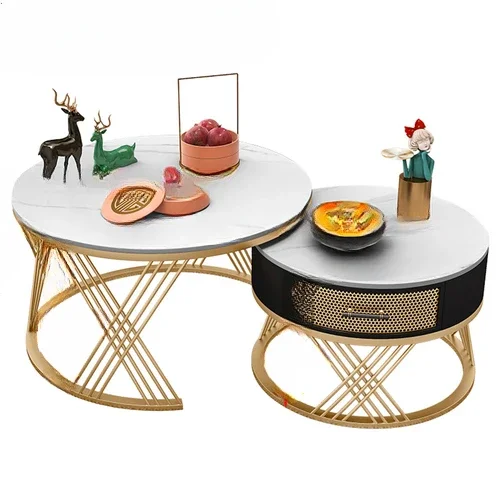 

Nordic Black Round Storage Table Living Room Gold Modern Small Round Table Marble Hallway