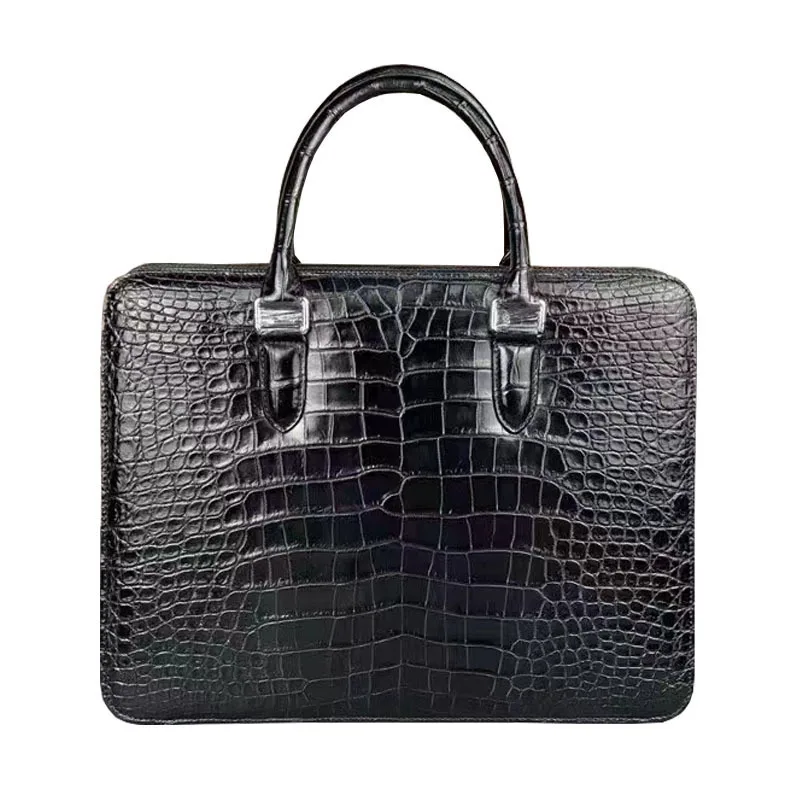 Nova pasta para homens casual versátil real crocodilo bolsa moda na moda barriga couro sacos de escritório bolsa maleta masculina