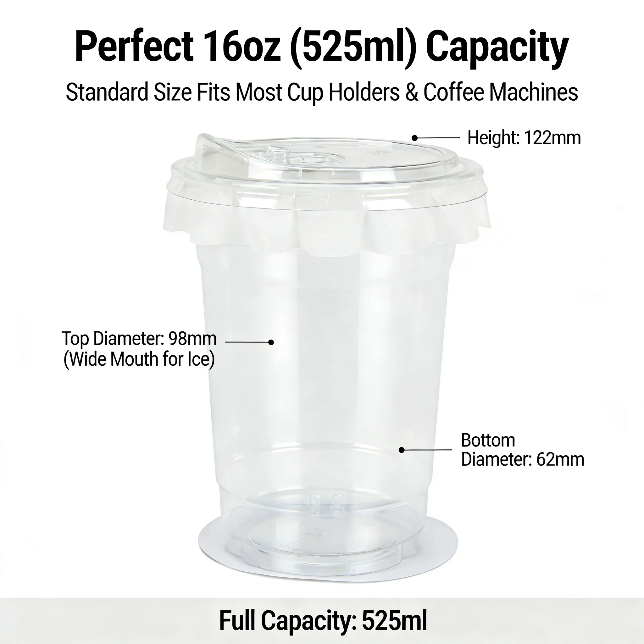 20 PCS PET Cold Drink Cups with Lids Leak-Proof Disposable Clear Plastic Cups for Iced Coffee Bubble Tea Smoothie