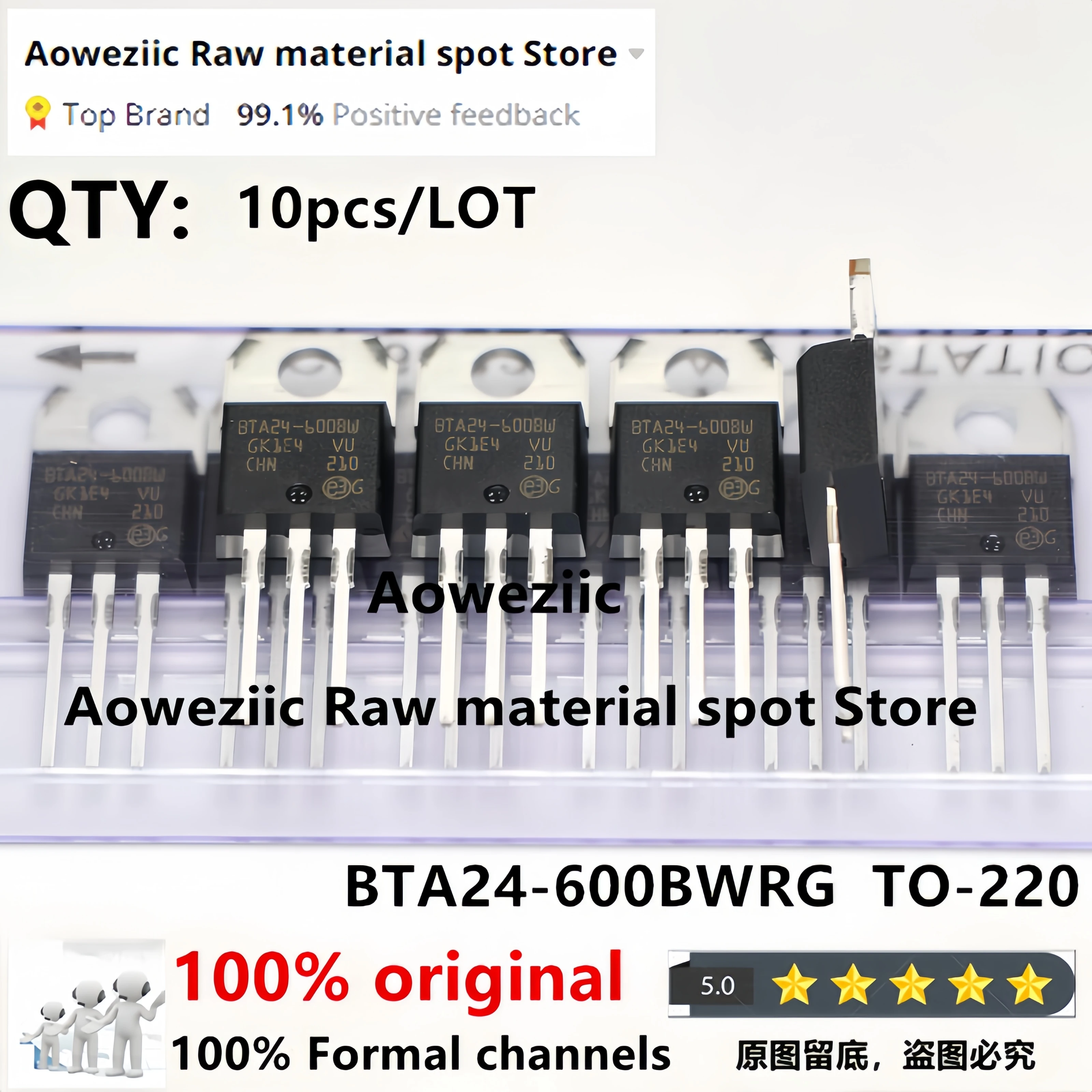 Aoweziic 2024+ 100% New Imported Original   BTA24-600BWRG BTA24-600BW   TO-220  Transistor 600V 24A