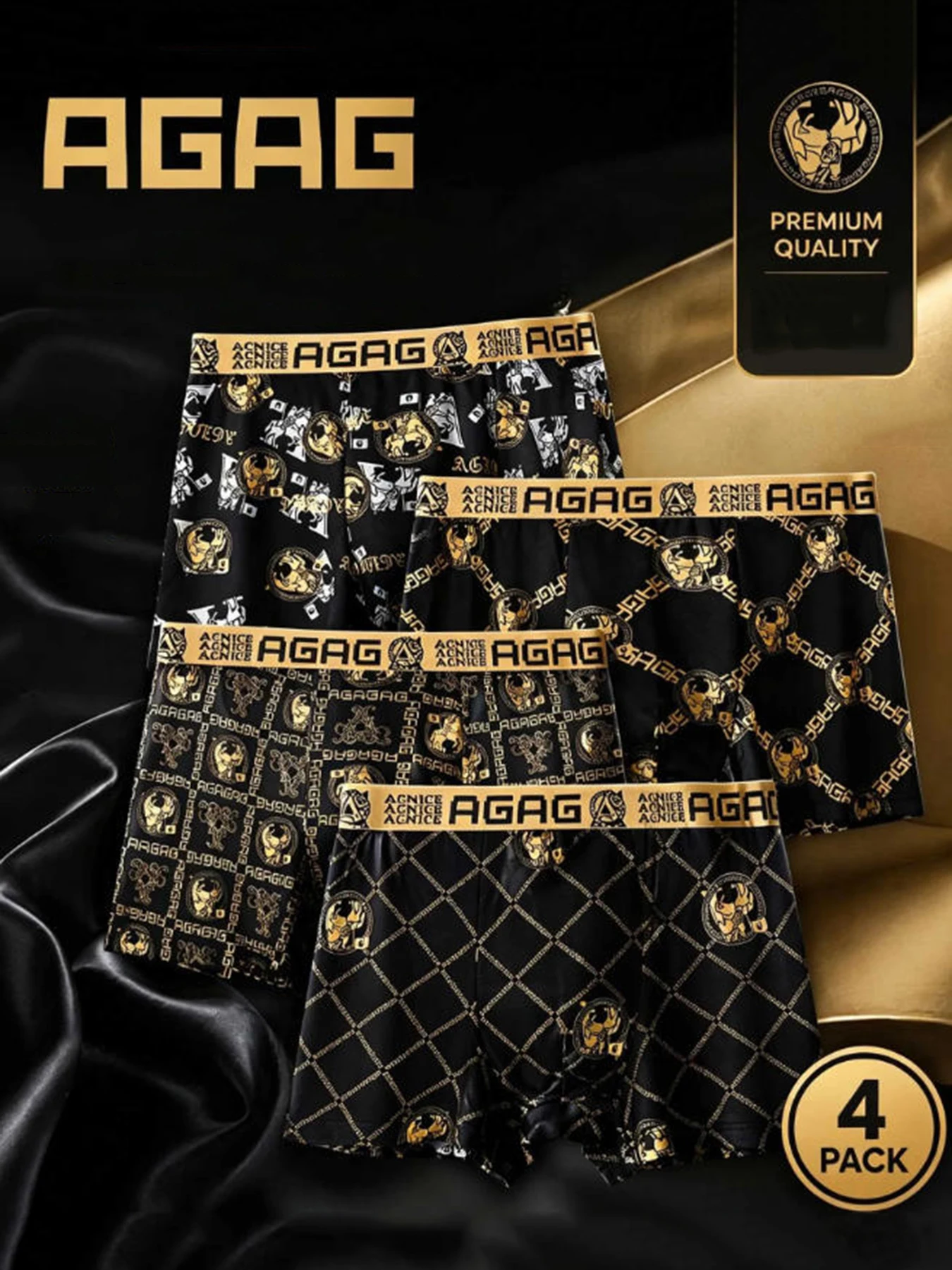 4 teile/satz männer Unterwäsche Sexy Boxer Antibakterielle Atmungsaktive Retro Druck Männer Boxer Shorts Jungen Dünne Flache Ecke Höschen