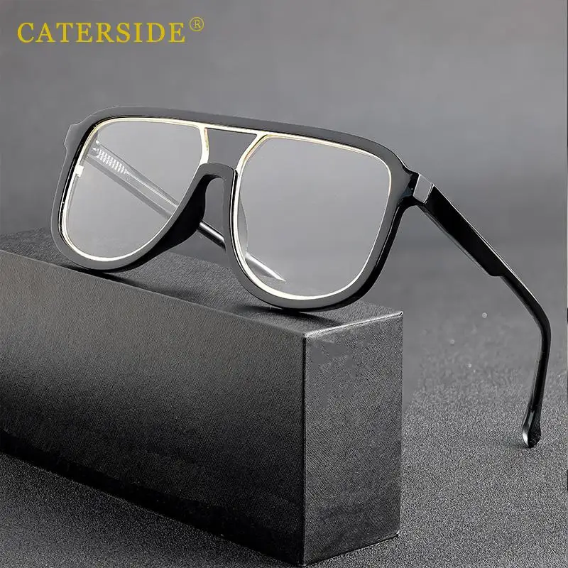 

CATERSIDE Fashion Punk Reading Glasses Large Square Frames Design Man Women Casual Optical Frames Ideal Choice for Gifts