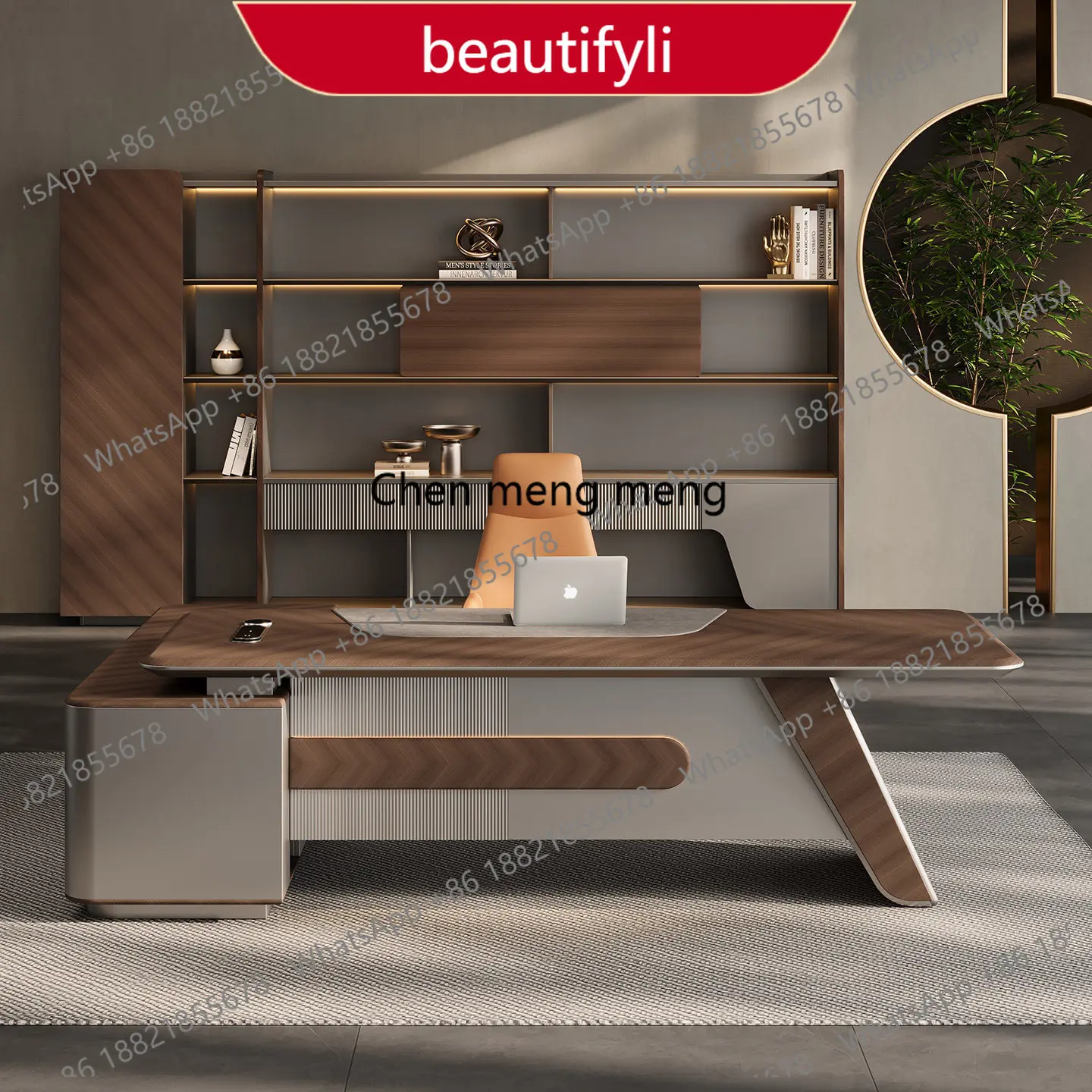 

A38 Simple Modern President's Office Furniture Manager Supervisor Desk and Chair Combination Light Luxury Class Desk