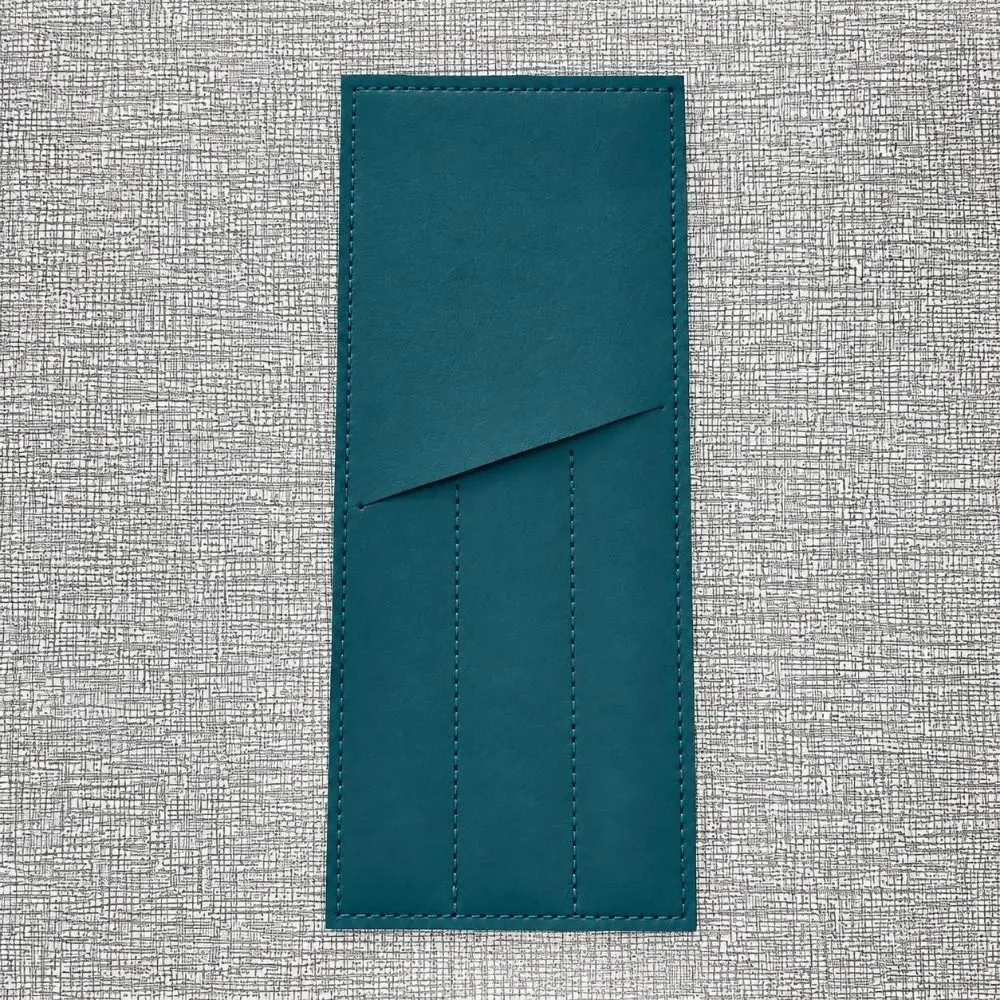 3 Pocket Western Restaurant Fork Cutlery Bag PU Leather Rectangular Cutlery Storage Pouch Multi-functional Solid Color