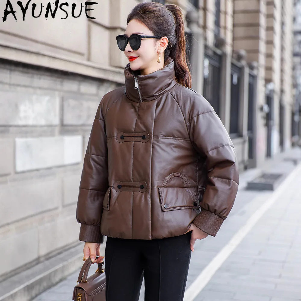 AYUNSUE Sheepskin Genuine Leather Jacket Woman 90% Down Coat Women Winter Clothes Loose Fit New in Outerwears Casaco Feminino