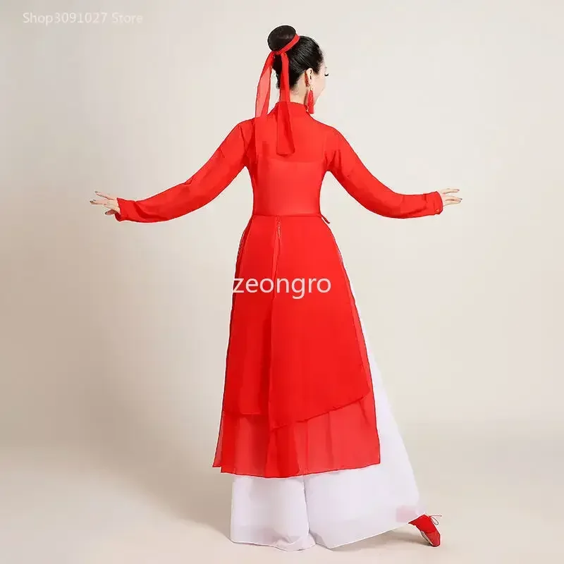 Robe de danse en gaze de rime corporelle de style chinois pour robe de yoga de danse classique pour femmes adultes robe d'anniversaire pour les femmes