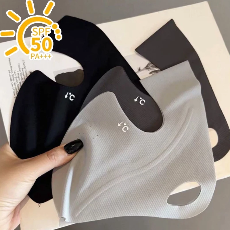 Full-Face Anti-UV gezichtsmasker Herbruikbare zonbescherming Zonnebrandcrème Wasbaar Zacht Ademend Ijs Zijde Zomer Outdoor Maskeraccessoires