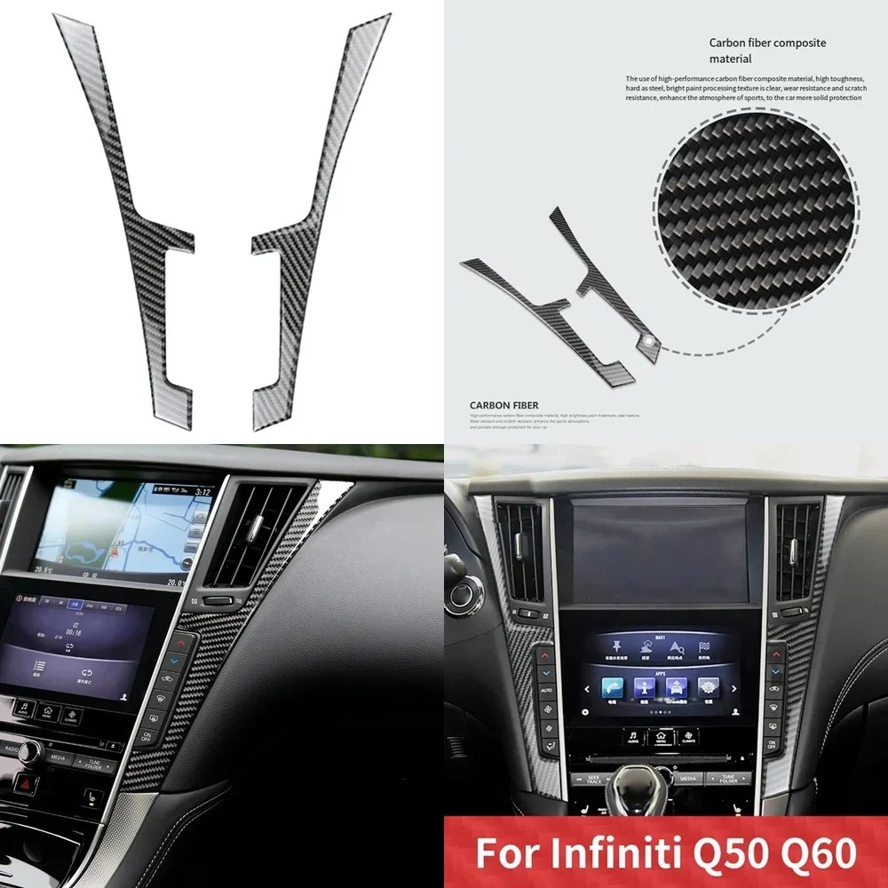 

Car Center Console Trim Cover Sticker Carbon Fiber Style Side Frame Bezel Strip for Infiniti Q50 Q60 2014 2015 2016 2017 2018