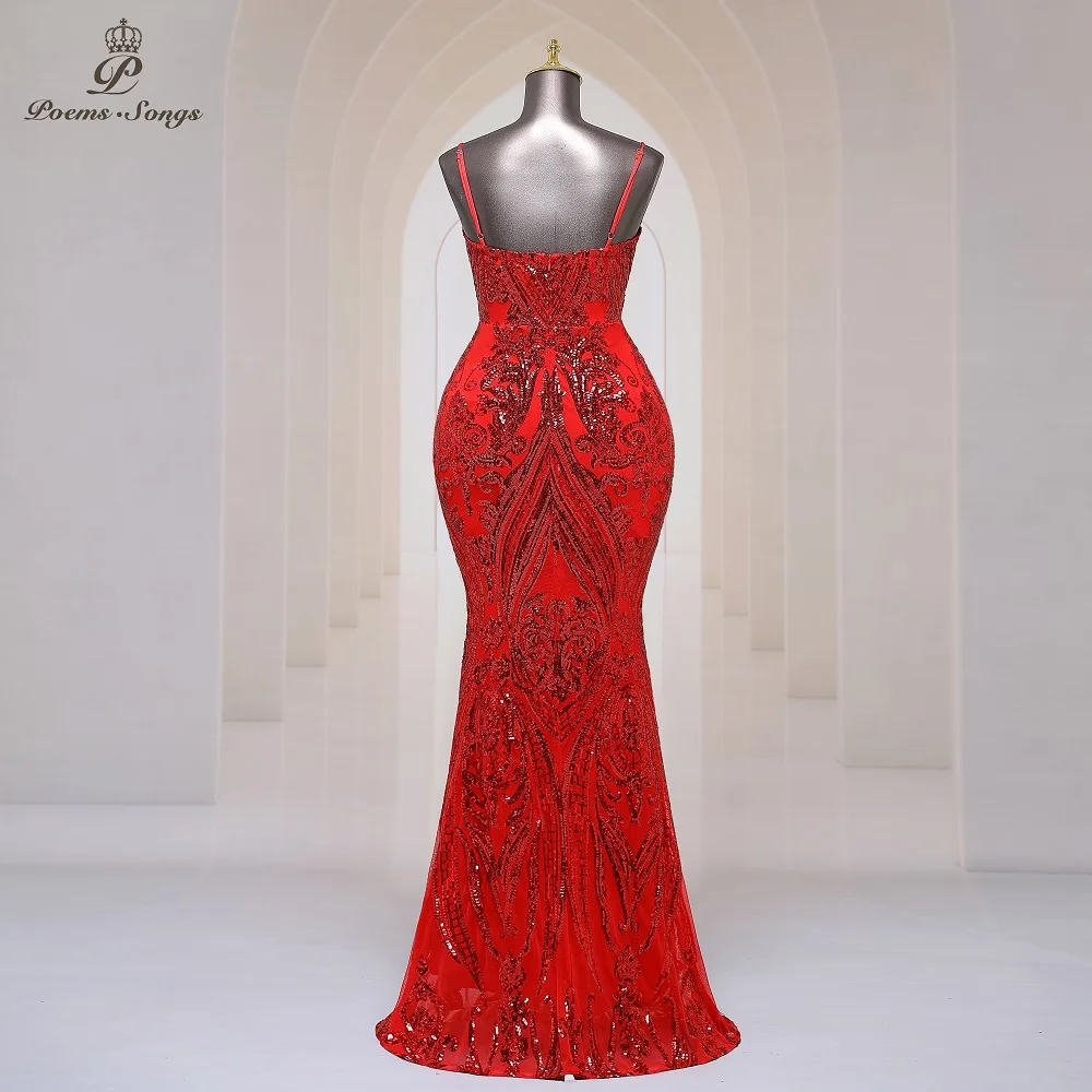 Sexy Deep-V neck red Mermaid Evening Dresses Prom Gowns Maxi dress formal occasion dresses party dresses prom dress 2023