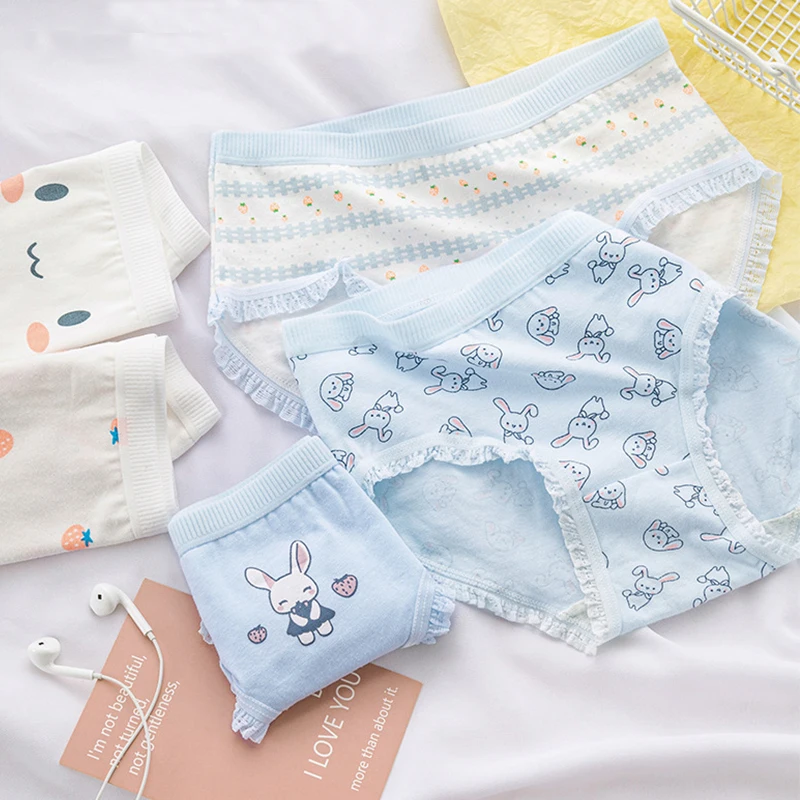 1 قطعة سراويل القطن طالب الكرتون طباعة الملابس الداخلية الفتيات تنفس Underpant الحلو اللباس الداخلي الإناث منتصف الخصر الراحة لينة ملخصات