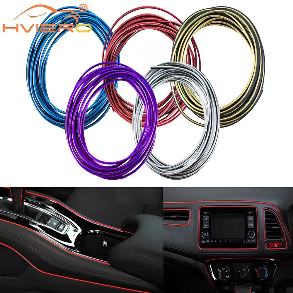 Car Moulding Decoration Flexible Strips 5M Interior Auto Mouldings Car Cover Trim Dashboard Door Edgein Car-styling Universal