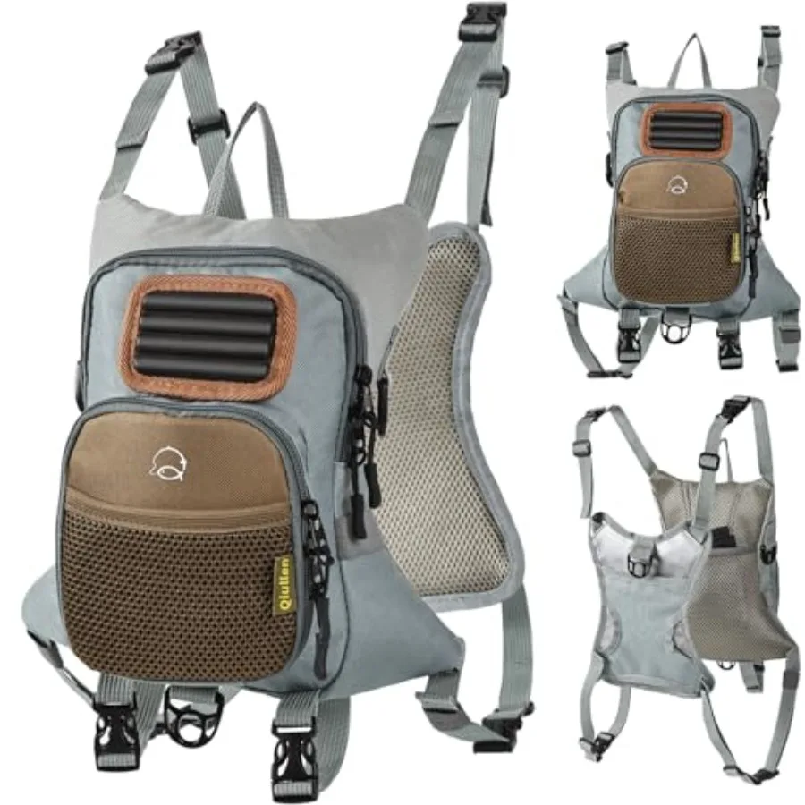 

Waterproof Fly Fishing Chest Pack with Hard Bottom Work Station Holds Multiple Fly Boxes and Back Net Holder Adjustable Tackle