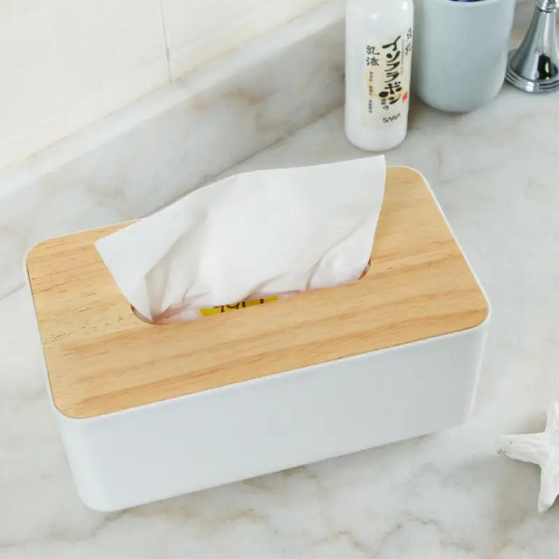 Japanese Tissue Box Wooden Cover Toilet Paper Box Solid Wood Napkin Holder Case Simple Stylish Home Car Tissue Paper Dispenser