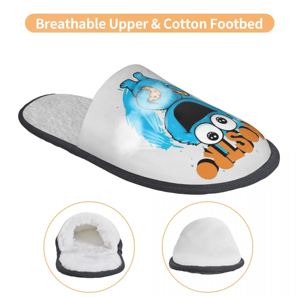 شباشب منزلية مخصصة للبرامج التلفزيونية من كوكي مونستر للنساء، أحذية مريحة من إسفنج الذاكرة سهلة الارتداء في غرفة النوم
