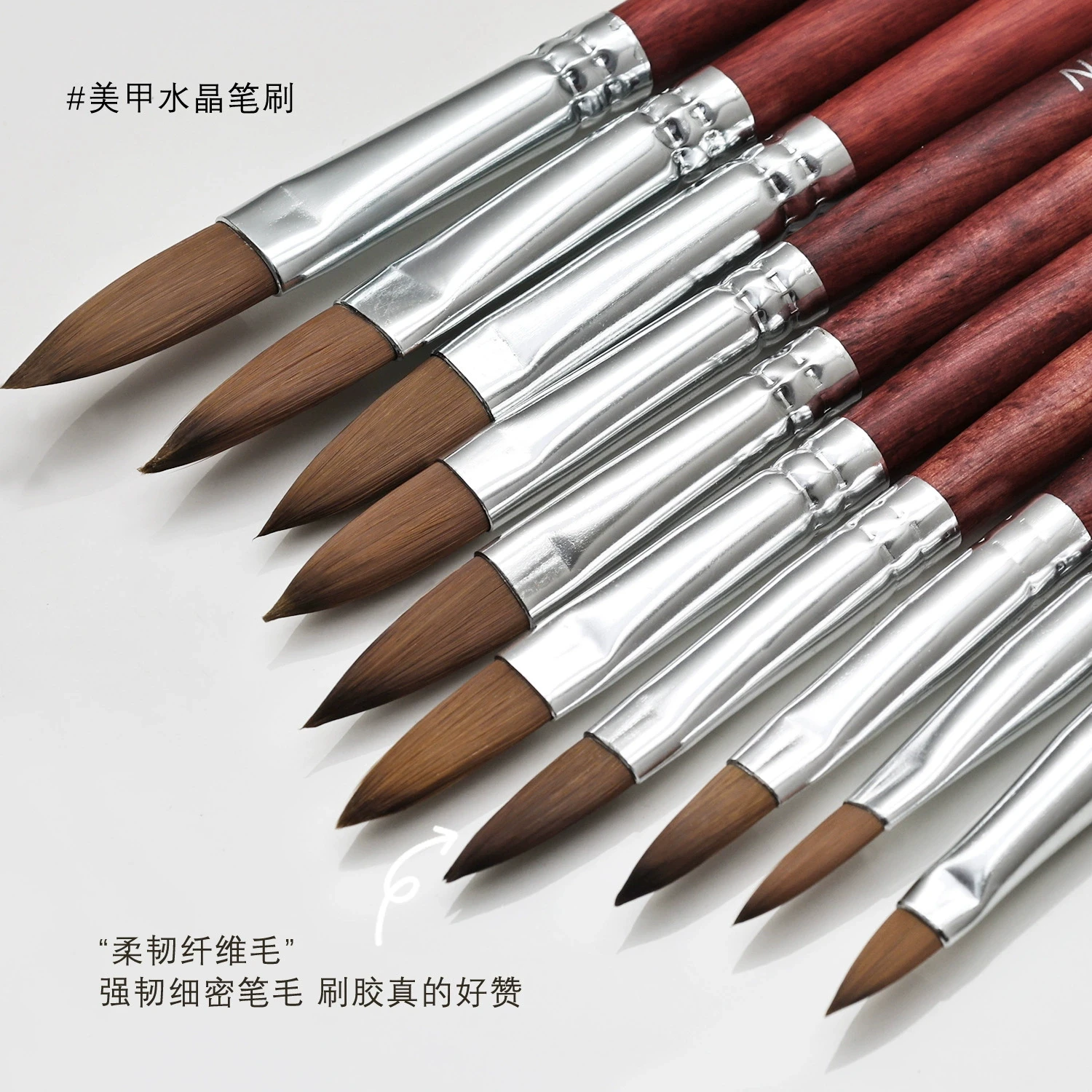 6 sizes 6-12# Acrylic Nail Art Brush UV Gel Builder Carving Pen Wood Handle Manicure Brush Liquid Powder DIY Nail Drawing Tools