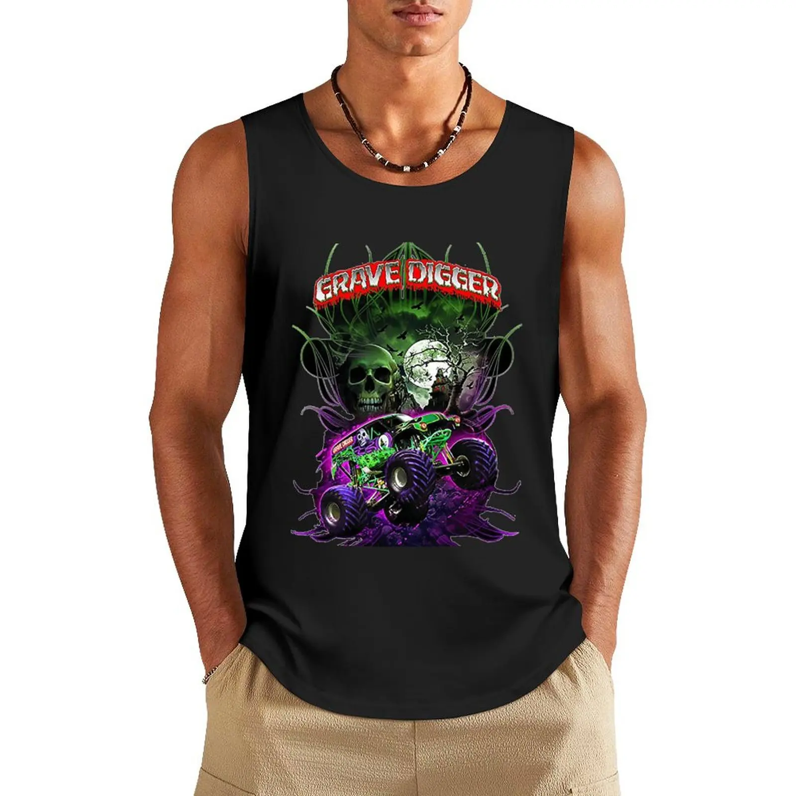 

grave digger monster jam monster truck Tank Top summer clothes Man sleeveless shirt Men's clothes