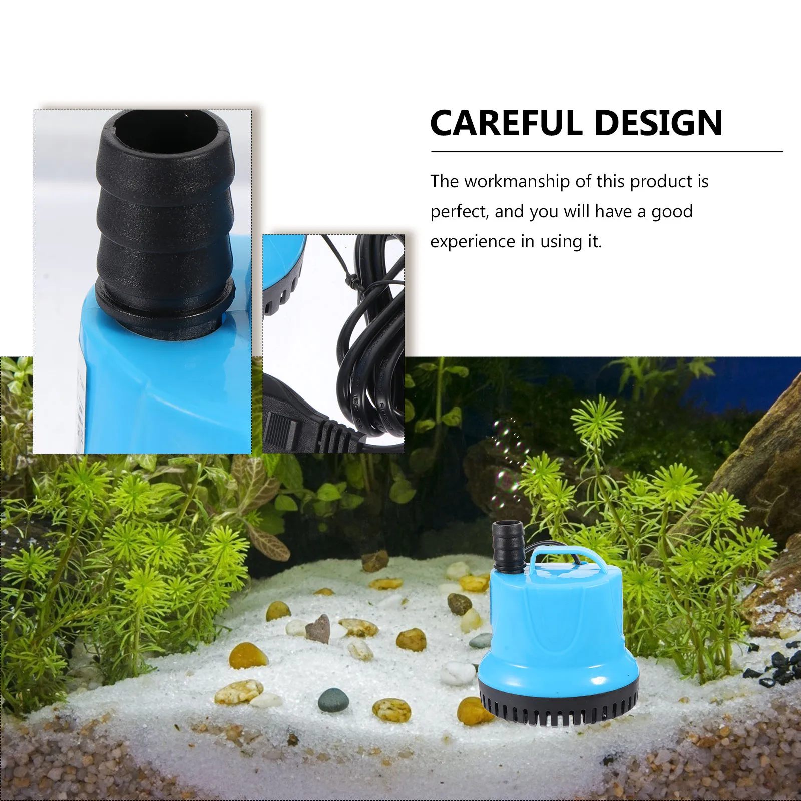 

Submersible Water Pump for Fish Tank Aquarium Bottom Suction Blue Pond Fountain Circulating Filter Long Life Small Ponds Oxygen