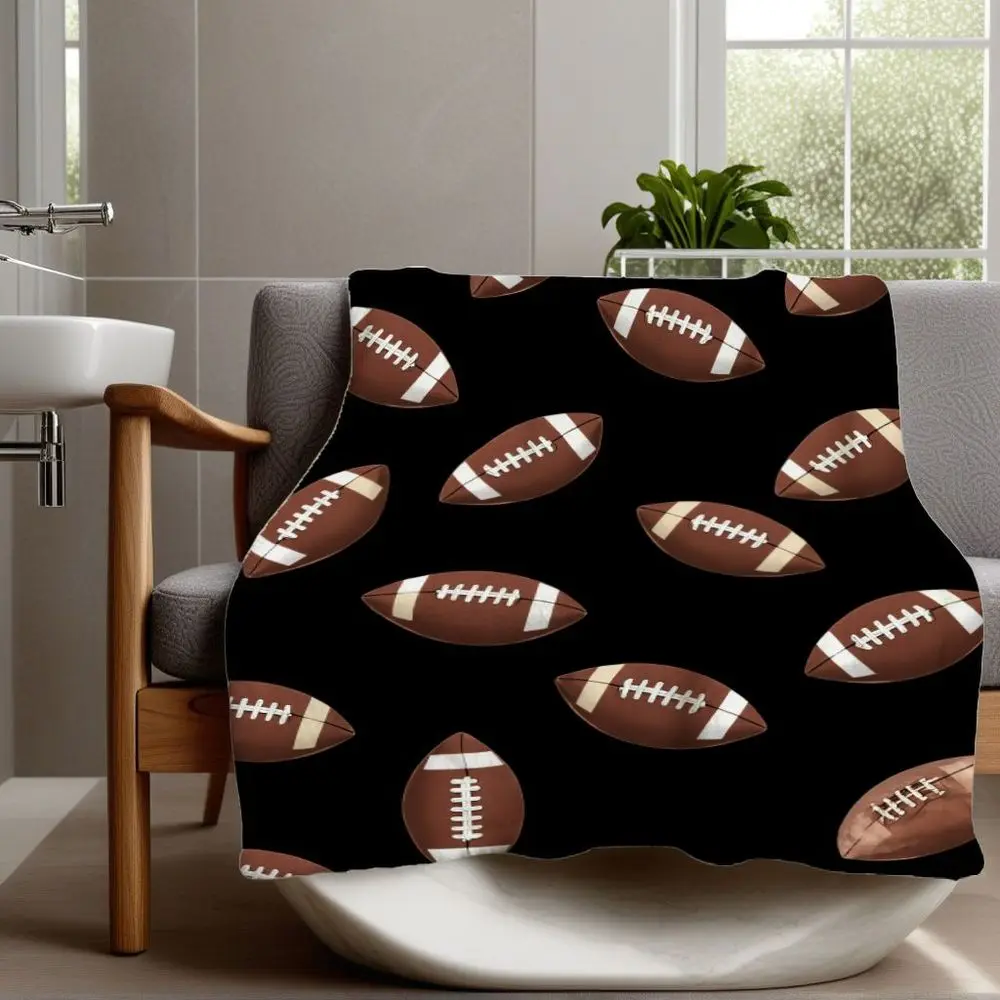 Single Piece of Blanket, American Football Design - Continuous Pattern, Lightweight Blanket, Suitable for Sofa, Bed, Living Room