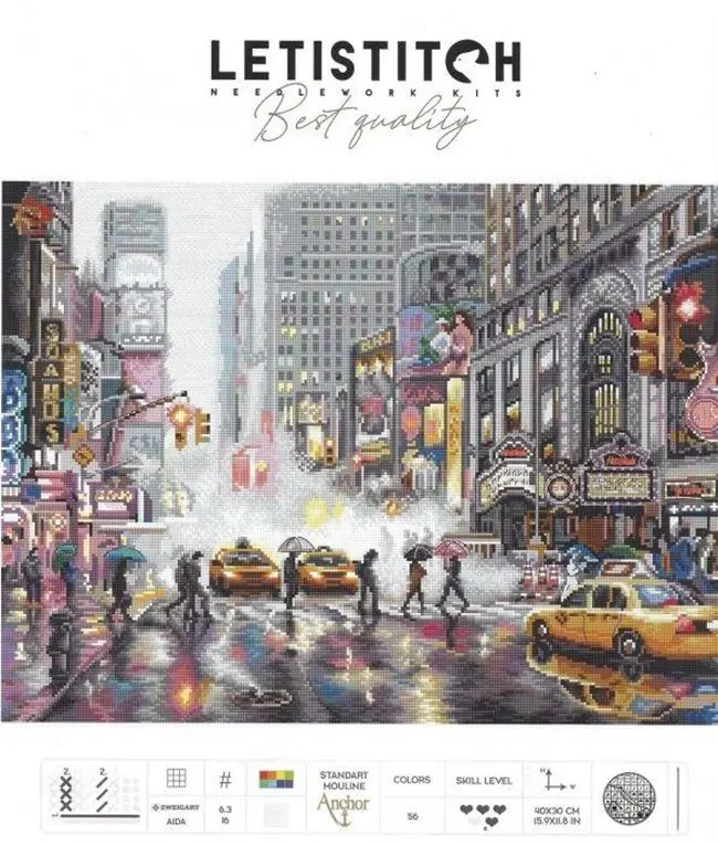 Letistitch L8012 City Lights New York 56-44 Needlework Kit  Cross Stich  Set DIY Kits Cross-stitch Embroidery Set Stitch Kit