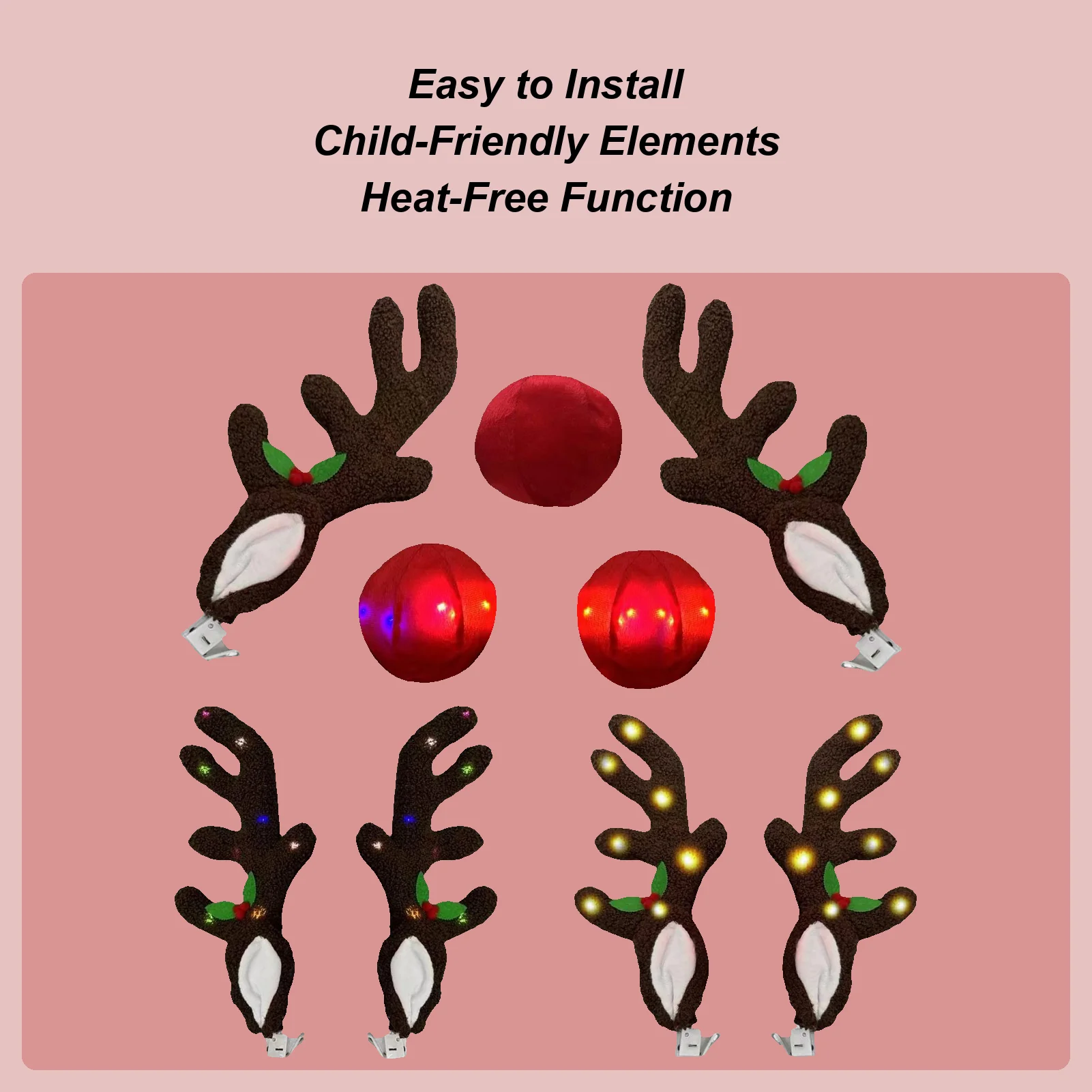 

LED Glowing Antlers Christmas Car Decoration Accessories Car Truck Costume Reindeer Deer Antlers for Truck SUV Elk Vehicle Decor
