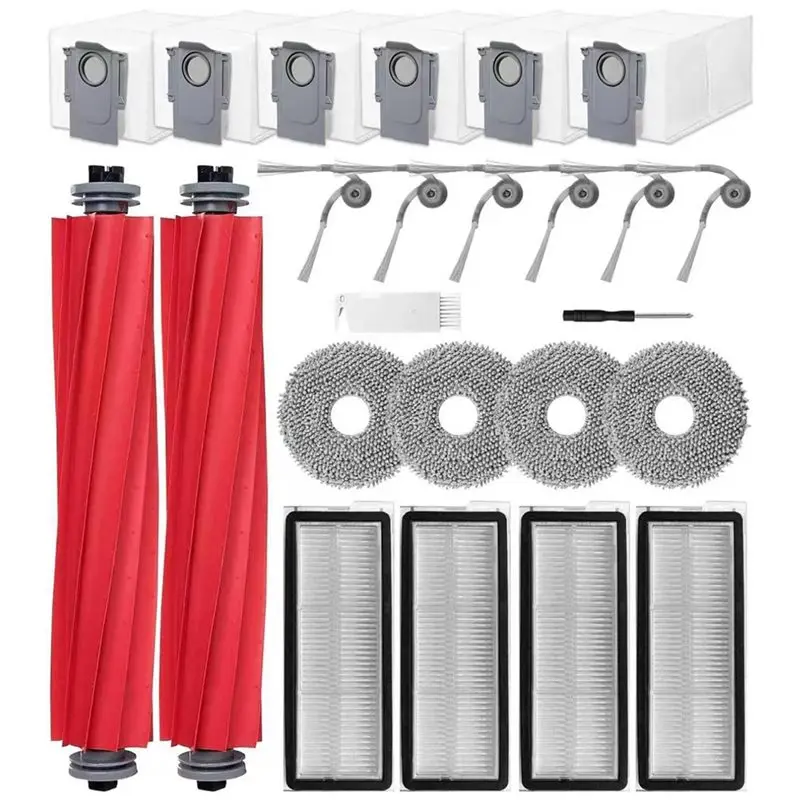 

【CARNIVAL FEAST】Запасные части для пылесосов Roborock QV 35A/QR 598/QR 798 - Основная и боковые щетки, HEPA-фильтр, тряпка, мешок для пыли (21 шт.)