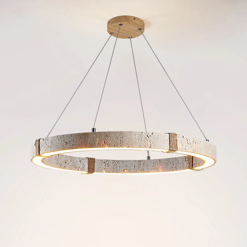 Lustre en travertin jaune, lampe suspendue en pierre de grotte naturelle nordique pour Hall, cuisine, île, salon, salle à manger, luminaires