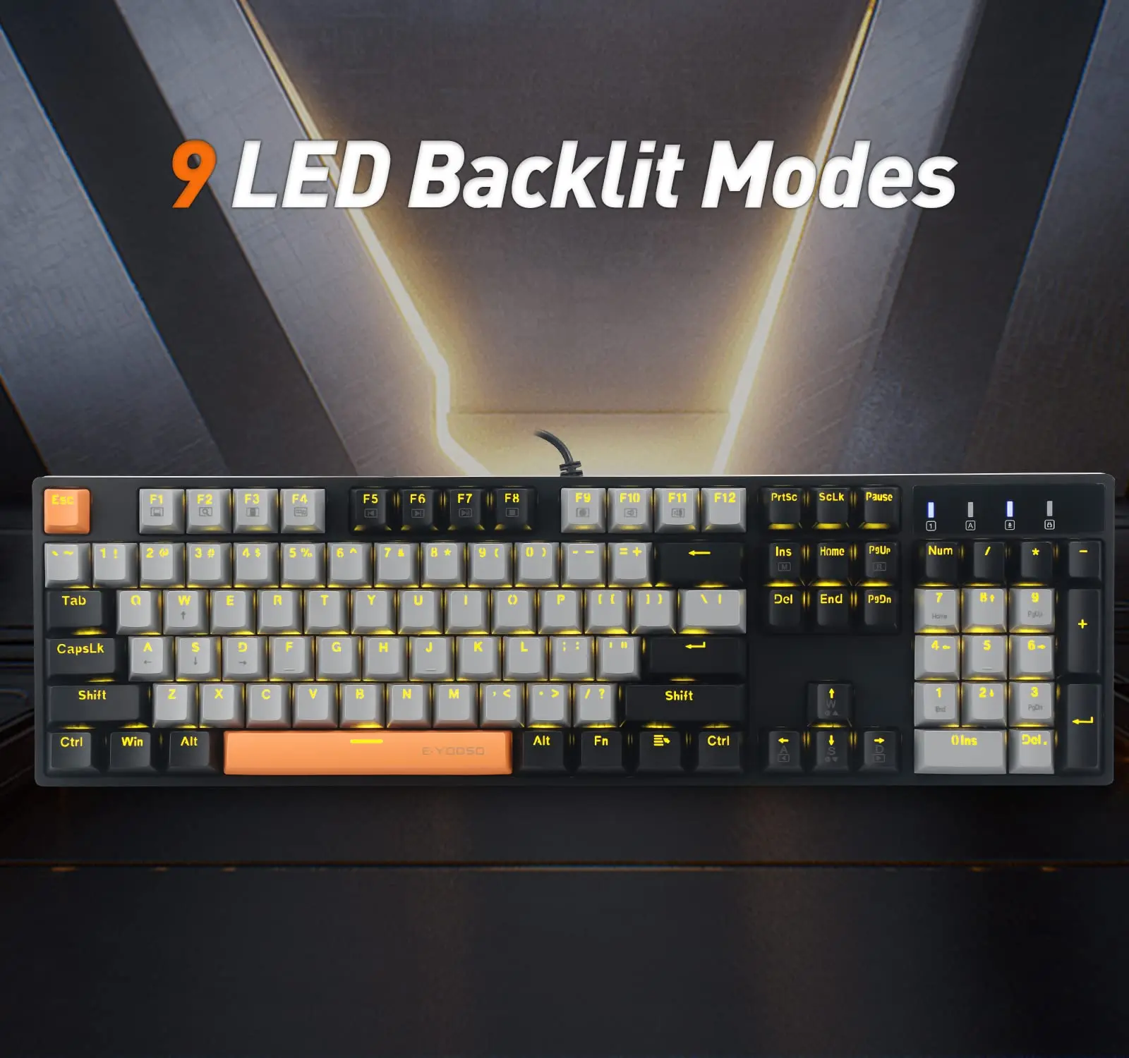 Mechanical Gaming Wired Keyboard Red Blue Switch Monochrome LED Backlit 104 Key Gamer for Computer Laptop