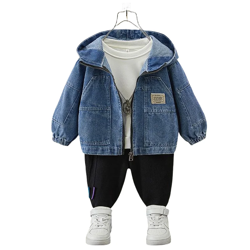 Boys Coat Jacket Cotton Outerwear Windbreak 2024 Cool Jean Spring Autumn Overcoat Sport Teenagers Children\'s Warm Clothing