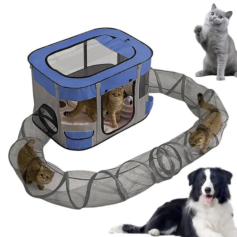 

Cat Outdoor Tunnel Enclosed Portable Tent Small Animals Tunnel Easy Setup Spacious Kitten Playground For Garden Lawn Yard