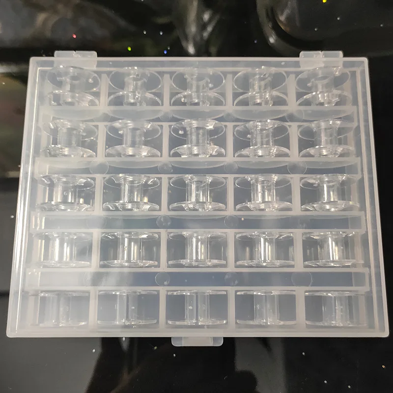 25Pcs Clear Sewing Machine Bobbins Spools Empty Bobbins Spools Plastic Storage Box For Home Sewing Accessories Tools