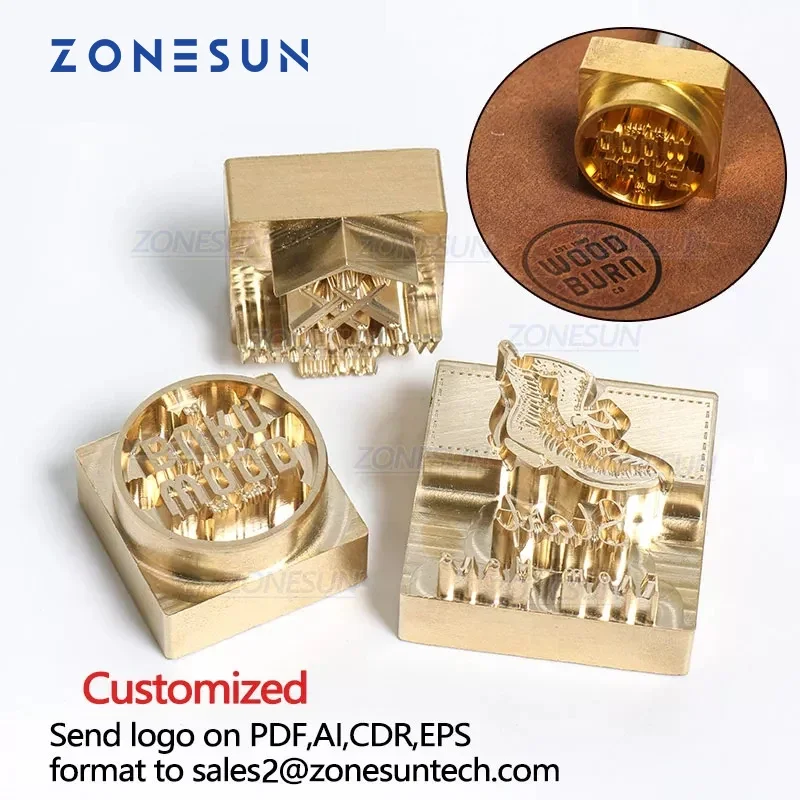 ZONESUN Brass stamp custom mold trademark wedding invitation card logo DIY wood leather cookie copper die iron heating foil mold