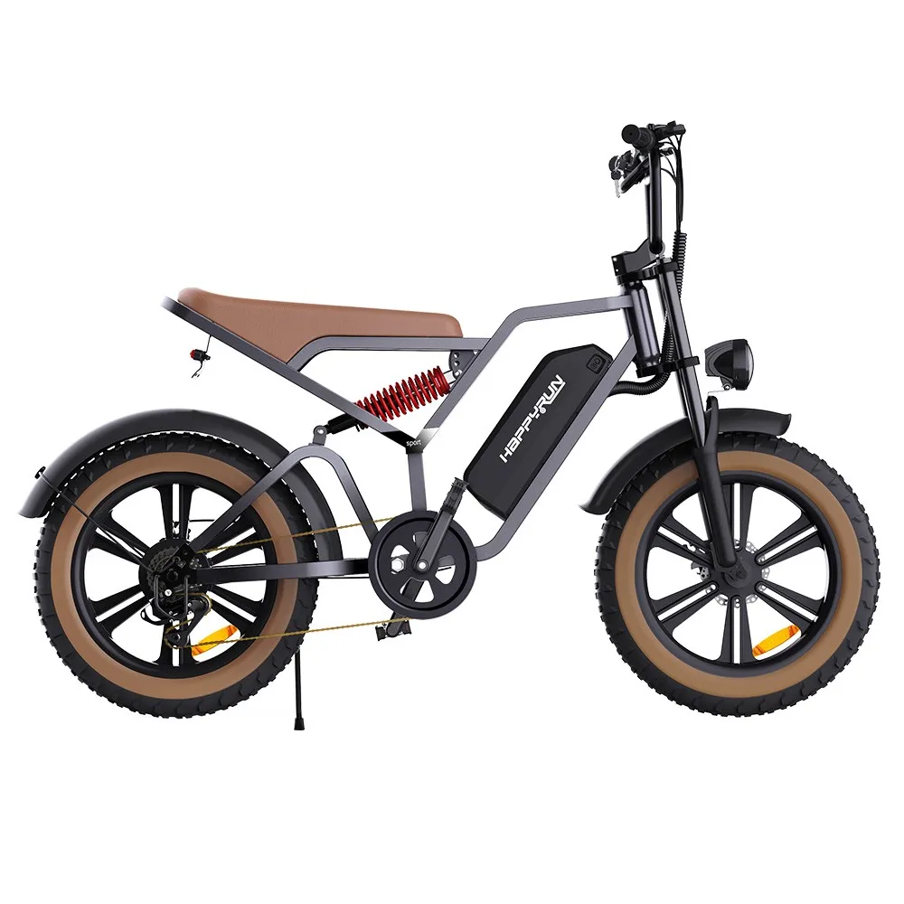 HAPPYRUN G60 Electric Bike 20 inch Fat Tire E-Bike 48V 750W Brushless Motor 48V 18Ah Removable Battery 25km/h Max Speed Bicycle