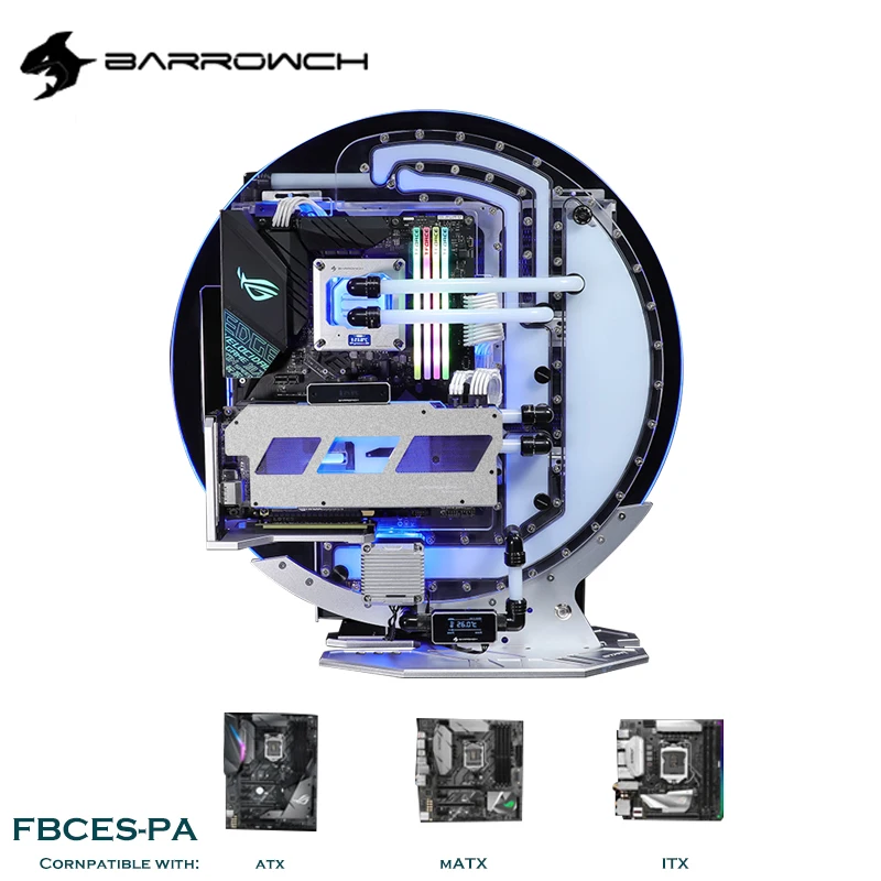 Barrowch Water Cooling MOD Case, STAR1 Series Limited Edition Round water-cooled Chassis, Gamer DIY House, FBCES-PA