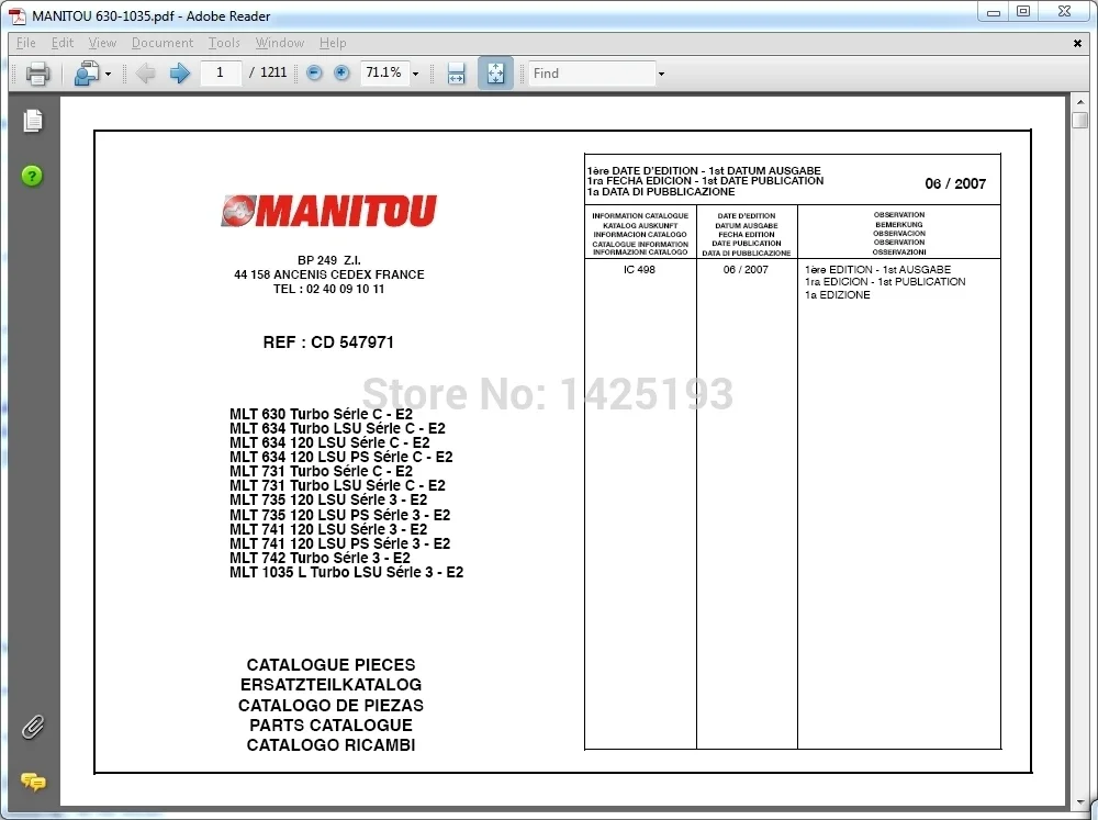 Kataloge, Servicehandbücher und Bedienerhandbücher für Gabelstaplerteile von EPC-SOFTWARE Manitou