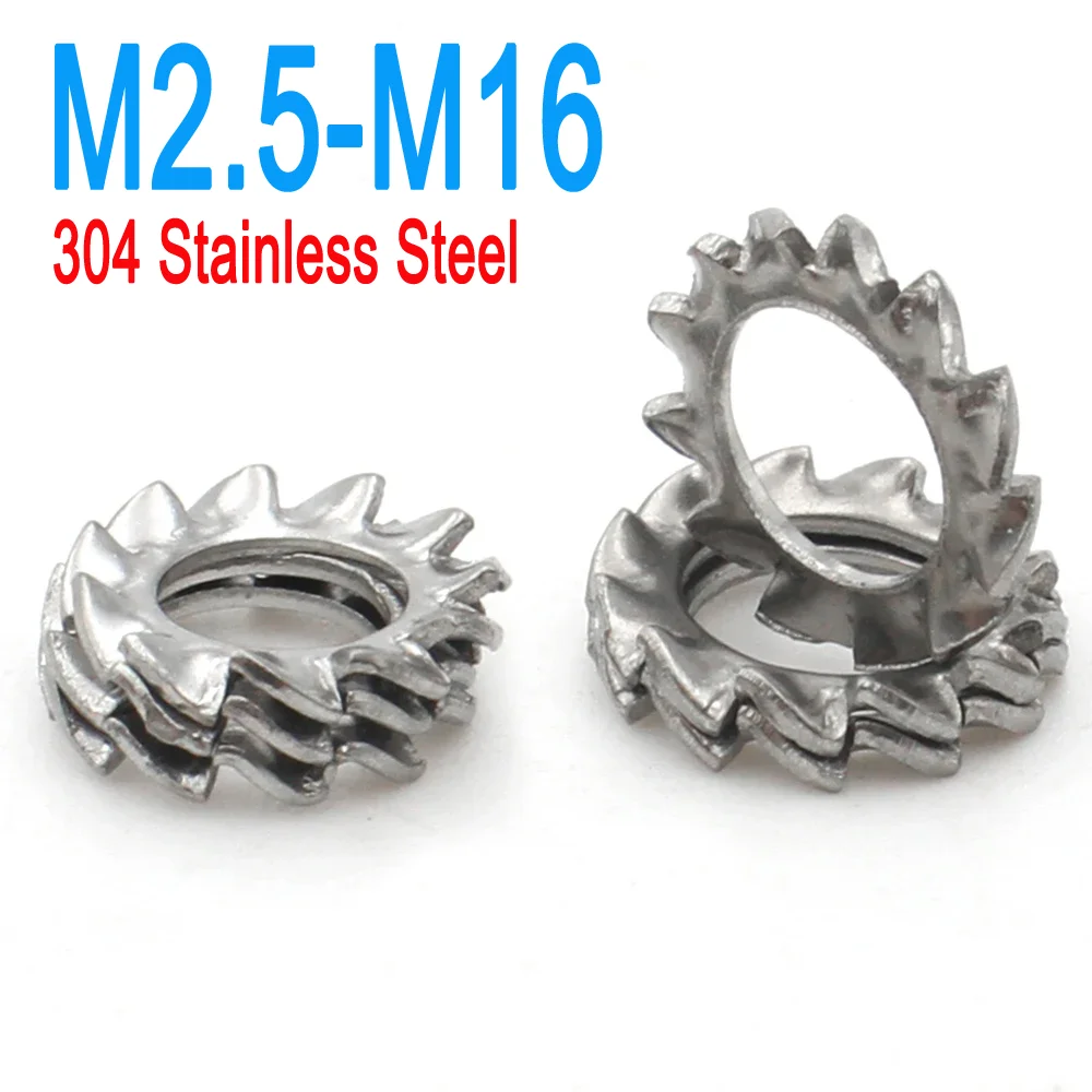 

M2.5 M3 M4 M5 M6 M8 M10 M12 M14 M16 GB862.1 A2 304 Stainless Steel External Toothed Serrated Lock Washer Gasket 10/50pcs