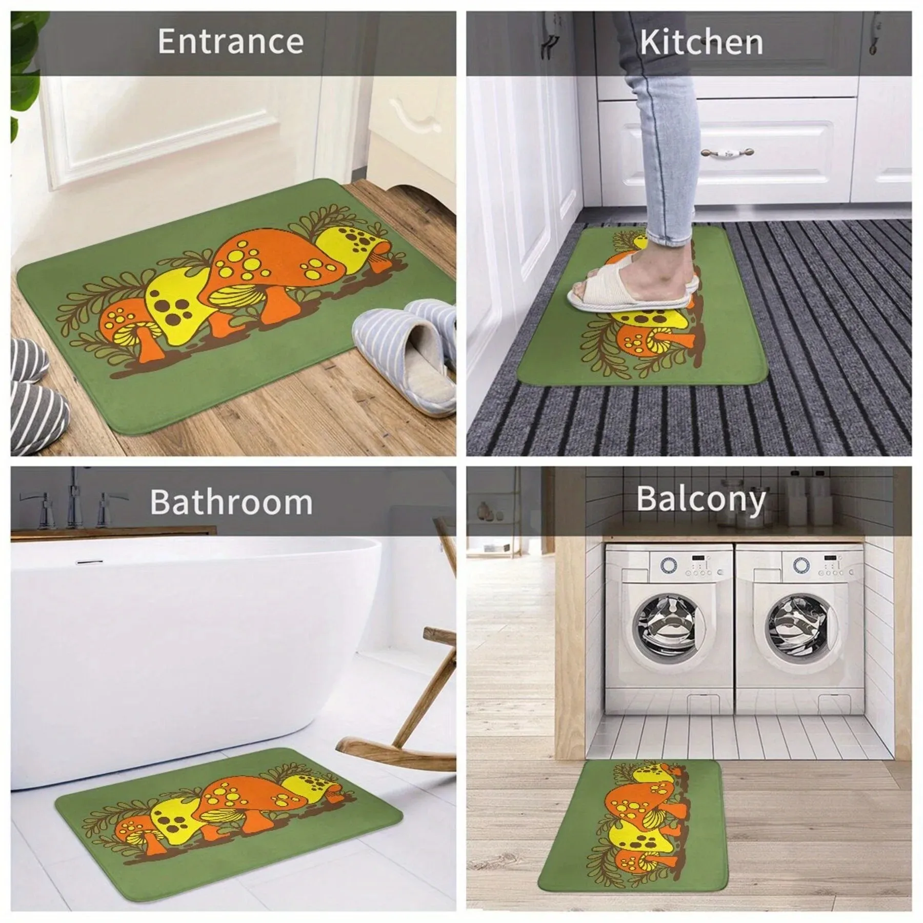 

1PC Cartoon Mushrooms Home Door Mats Kitchen Rugs Non-Slip Pop design Bathroom Rugs Bath Mat Carpet for Home Sink Laundry Decor