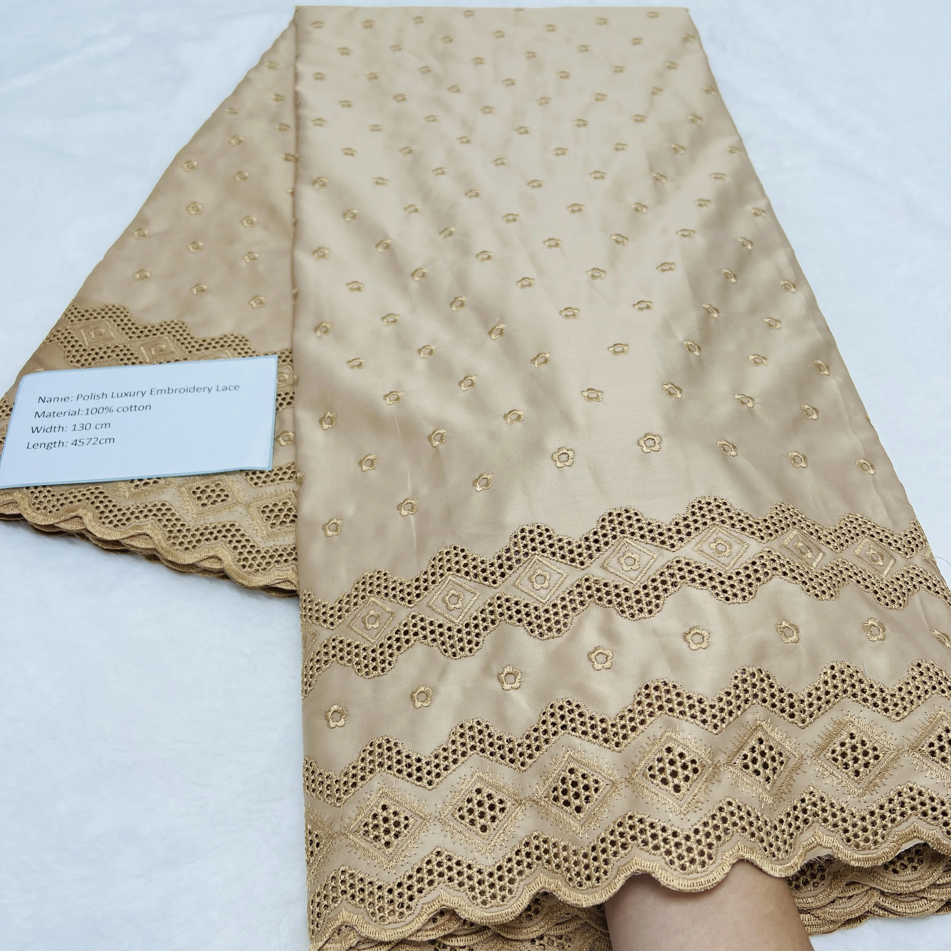 

Hot Popular African Tribute Silk Cotton Lace Fabric 2025 High Quality Soft Polish Cotton Lace Nigerian Fabric For Sew TV5-326-1