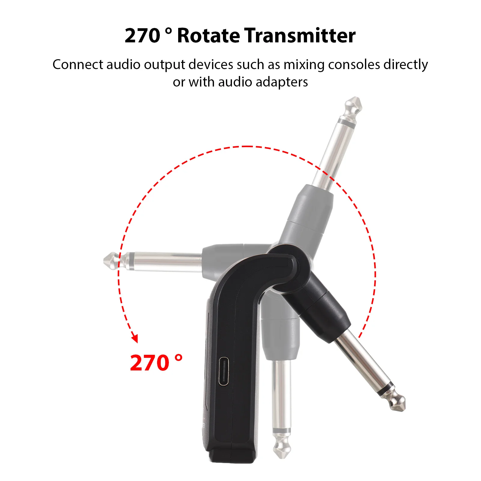 JOYO 2.4G Wireless In-Ear Monitor System Stereo 270° Rotate Transmitter Receiver Set Rechargeable Automatic Pairing 48K/16bit