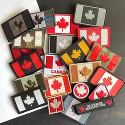 Canada Flag,Maple Leaf Badge Fabric Applique Embroidery and Rubber PVC Patches,Military Stickers Tactical Reflective Emblem