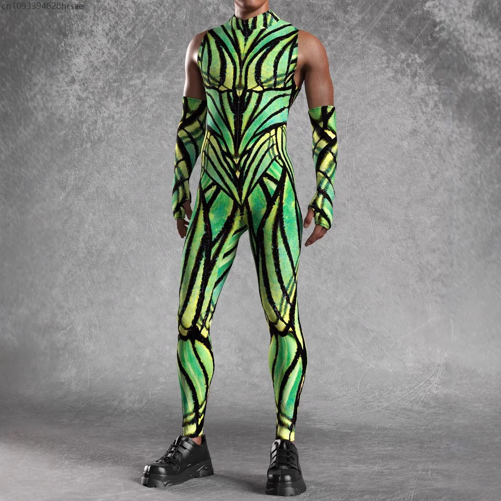 

Men's Steampunk Bodysuit Zentai Suit Sleeve Halloween Carnival Party Stage Role Pla Performance Cosplay Cyber Jumpsuit Costume