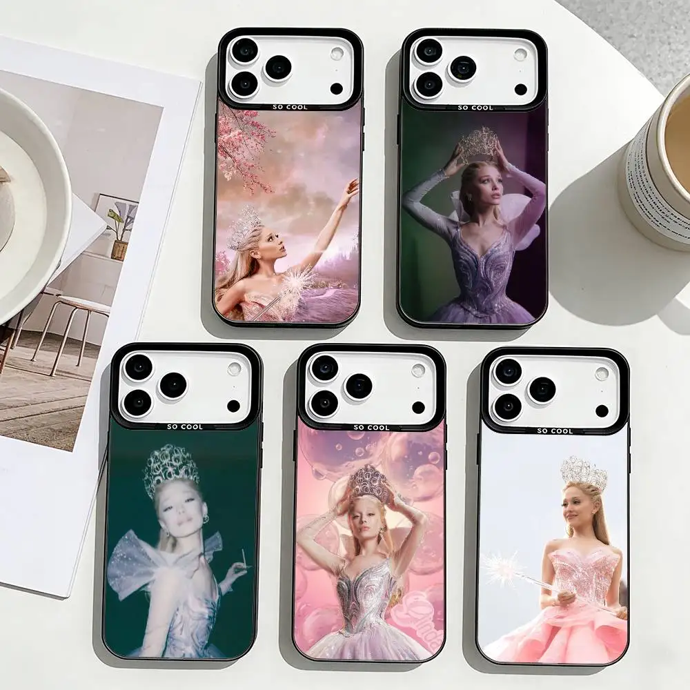

FILM A-Ariana G-Grande Wicked Phone Case For iPhone17,16,15,14,13,12,Pro Max Black Colored Silver Plated Inside Cover