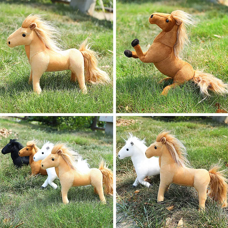 30cm lifelike Horse Stuffed Dolls Simulation Horse Plush Toys Soft Pony Plushie Animal Model Birthday Gifts Home Decoration